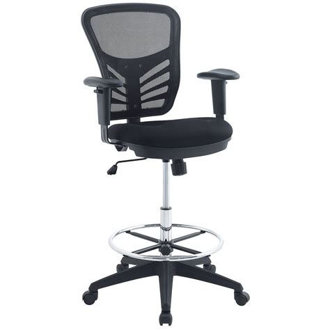 Adjustable height office chair white and silver. Modway Articulate Mesh Drafting Chair | Wayfair
