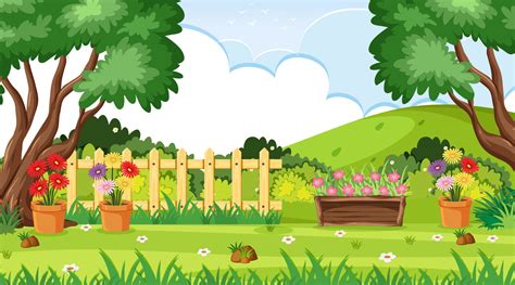 Garden Scene Vector Art Icons And Graphics For Free Download