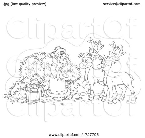 christmas santa claus feeding his reindeer by alex bannykh 1727705