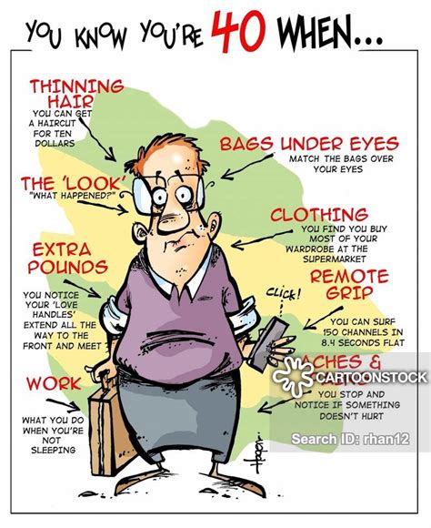 Middle age is when a guy keeps turning off lights for economical. 40th Birthday Cartoons and Comics - funny pictures from CartoonStock