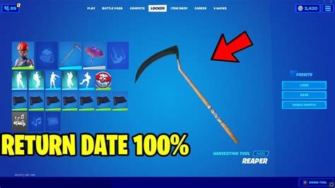 Reaper Pickaxe Return Date In Fortnite Item Shop 2021 Youtube