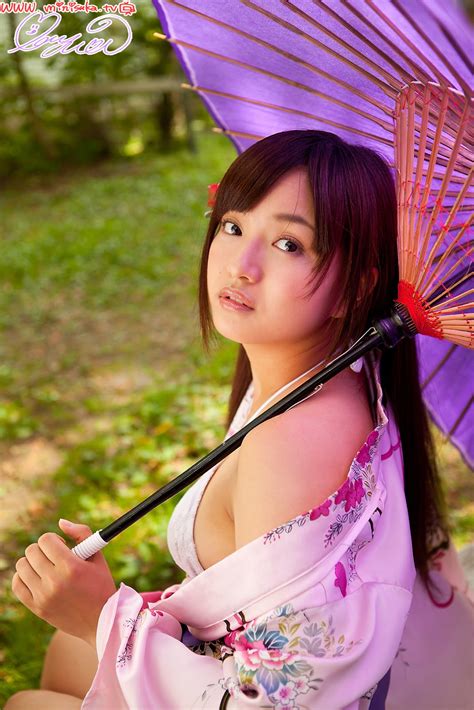 mayumi yamanaka japanese cute idol sexy purple kimono robe in the forest part 1 photo ~ jav