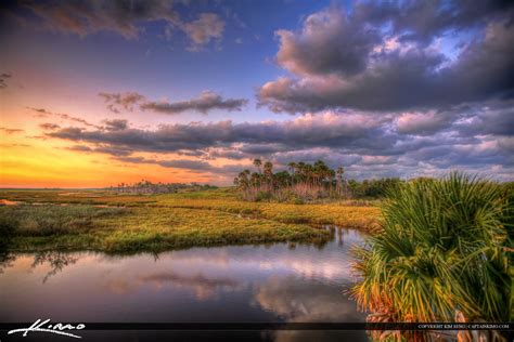 New Smyrna Beach Mosquito Lagoon Beautiful Sunset Colors Hdr
