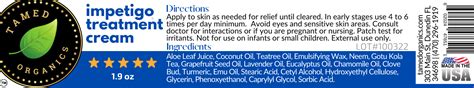 Buy Impetigo Treatment Natural Topical Relief Cream By Tamed Organics