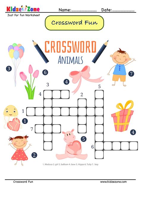 Identify The Animals Crossword Puzzle 6 Kidzezone