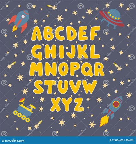 Alphabet Poster Cosmos Theme Stock Illustration Illustration Of