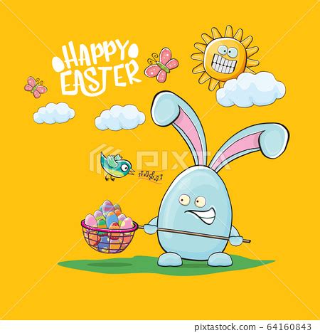 Happy Easter Greeting Card With Funny Cartoon Stock Illustration