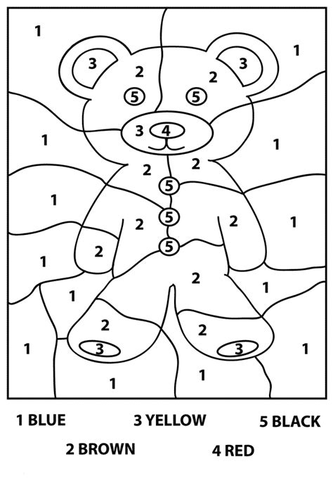 Teddy Bear For Coloring By Numbers Coloring Page Free Printable