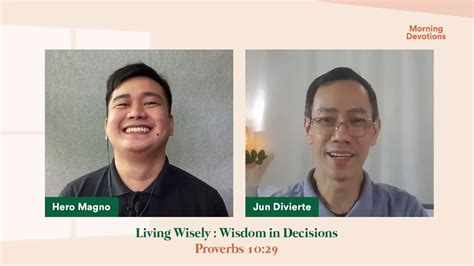 Morning Devotion Everyday Wisdom Wisdom In Decisions Youtube