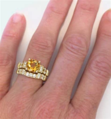 Citrine Engagement Ring In K Yellow Gold With Matching Band Options GR