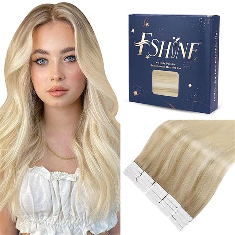 Amazon Com Fshine Tape In Hair Extensions Inch Balayage Ash Blonde