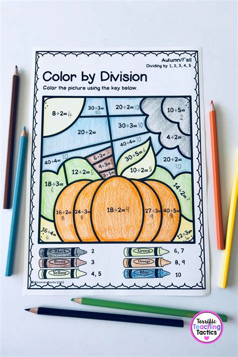 Color By Division Fall Math Worksheets 4th Grade Multiplication Math