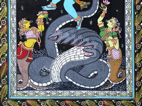 Lord Krishna Dancing On Serpent Kaliya Exotic India Art