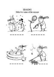 First have student color the pictures and letters on their seasons worksheet preschool project. English teaching worksheets: Seasons