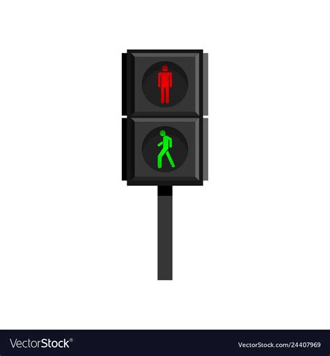 Vertical Traffic Light For Pedestrians With Human Vector Image