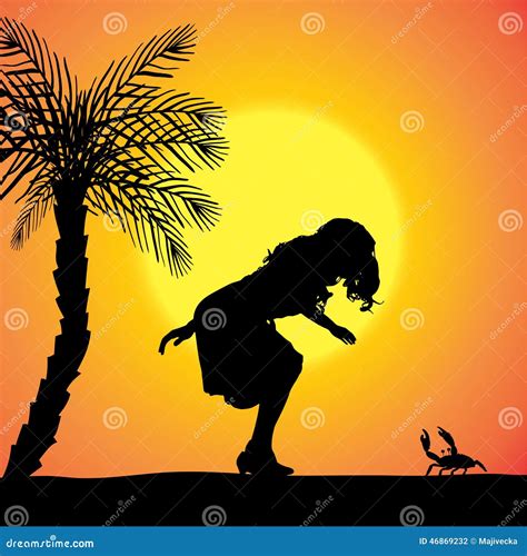 Vector Silhouette Of A Woman Stock Vector Illustration Of Tropics Female