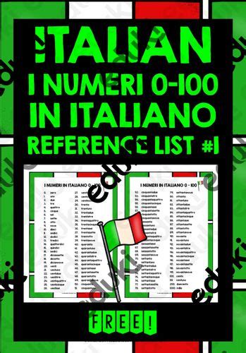 Italienisch Italian Numbers 0 100 Reference List 1
