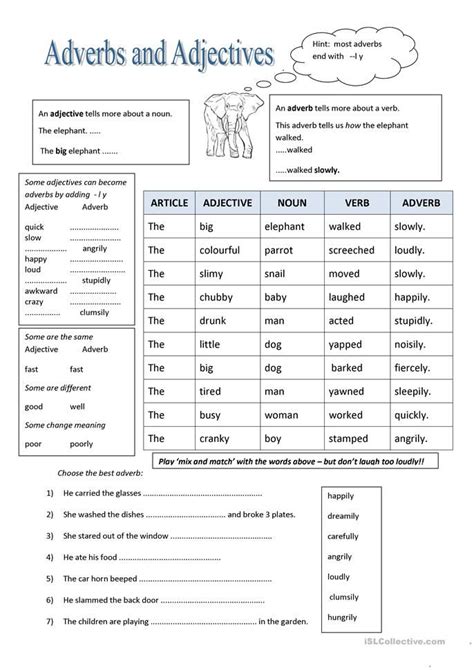 Grammar Worksheets Nouns Verbs And Adjectives Free Printable Adjectives Worksheets