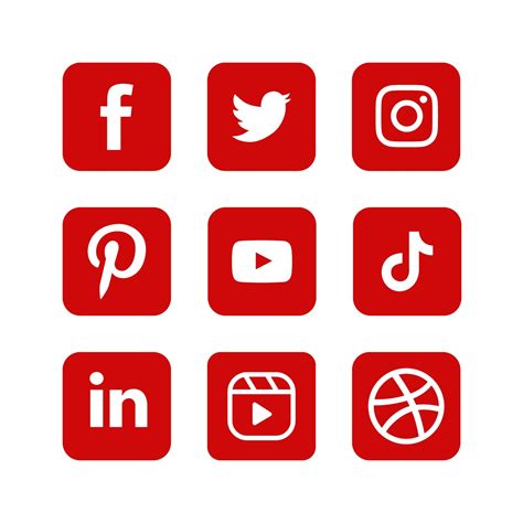 Red Social Media Icons Rounded Square Socialmediaicons