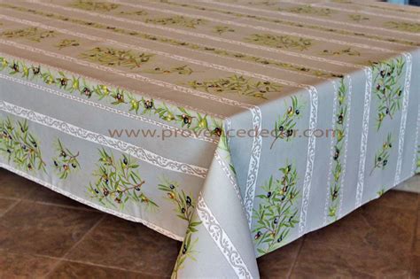 Petite Olive Taupe Acrylic Coated French Provence Tablecloth French