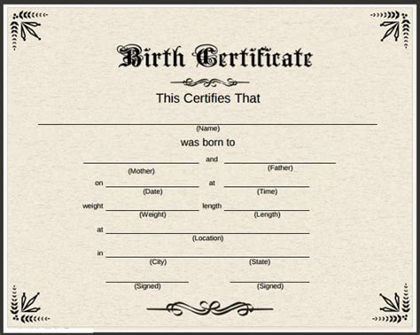 Birth Certificate Templates 17 Free Word Excel And Pdf Formats