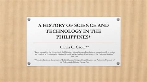 PPT A HISTORY OF SCIENCE AND TECHNOLOGY IN THE PHILIPPINES