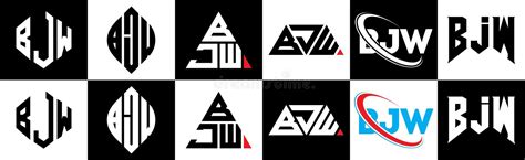 Bjw Letter Logo Design In Six Style Bjw Polygon Circle Triangle