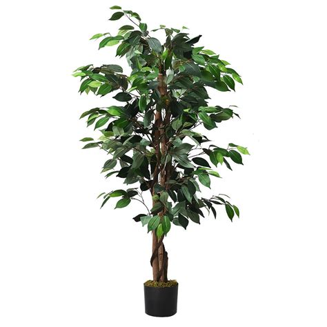 Gymax 4ft Artificial Ficus Tree Fake Greenery Plant Home Office