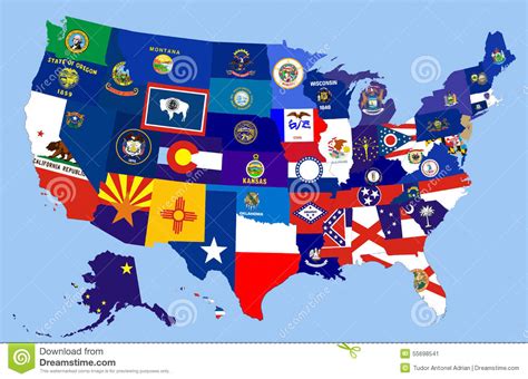 Usa States Flag Map Stock Illustration Image 55698541