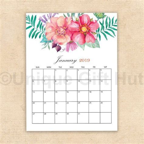 2023 Digital Printable Calendars Watercolor Floral Desk Etsy Floral