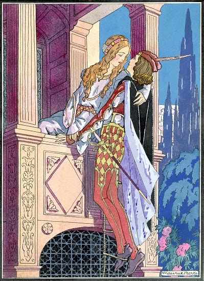Romeo And Juliet In The Balcony Scene Maurice Berty En Reproduction