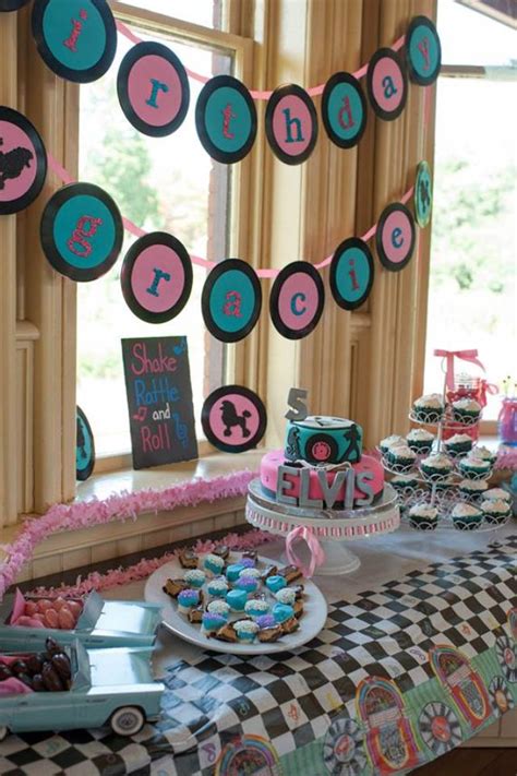 For an elegant twist, try a silver swirl themed baby. Sock hop | 50s theme parties, 1950s party ideas