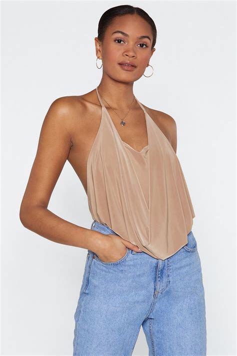 Slinky Cowl Halter Neck Bodysuit Nasty Gal