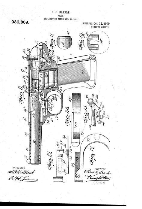 Patent US936369 - Gun. - Google Patents
