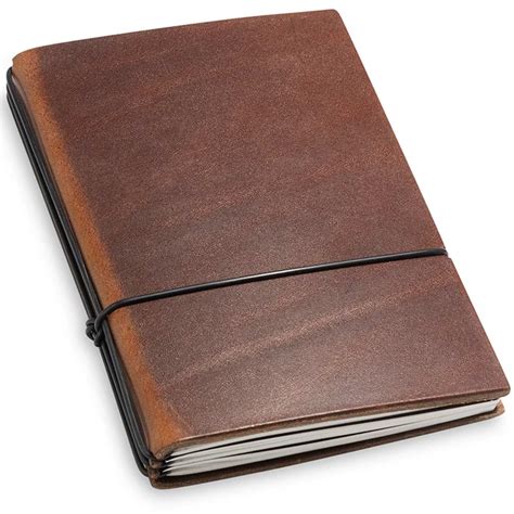 X17 Leather Notebook A6 Plain 5mm Squared And Lined Dark Brown 3