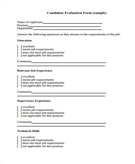 Free 10 Sample Technical Evaluation Forms In Pdf Ms Word Excel