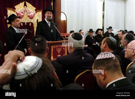 Israels Ashkenazi Chief Rabbi Yonah Metzger Center Delivers A Speech