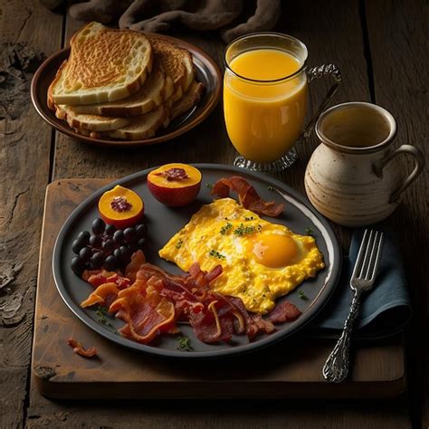 Premium Photo Traditional American Breakfast