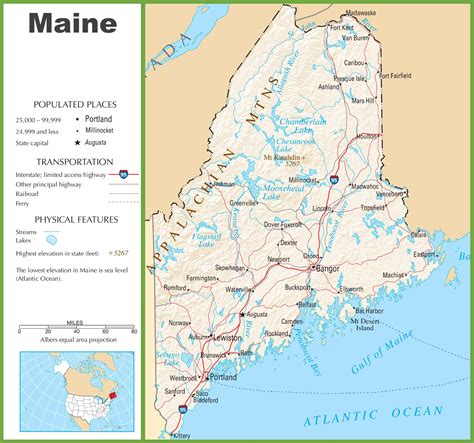 Maine Me Road And Highway Map