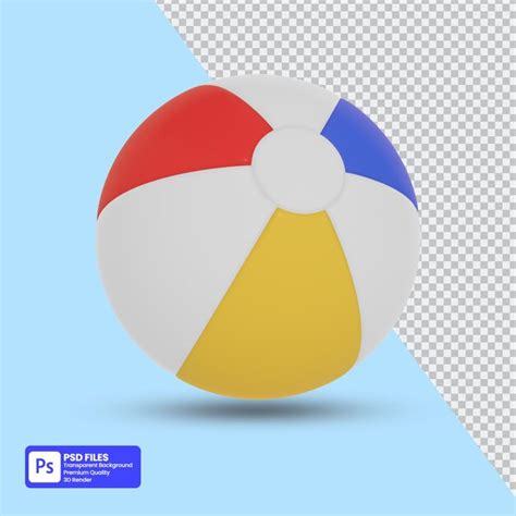 Ilustración 3d de pelota de playa sobre fondo transparente aislado psd
