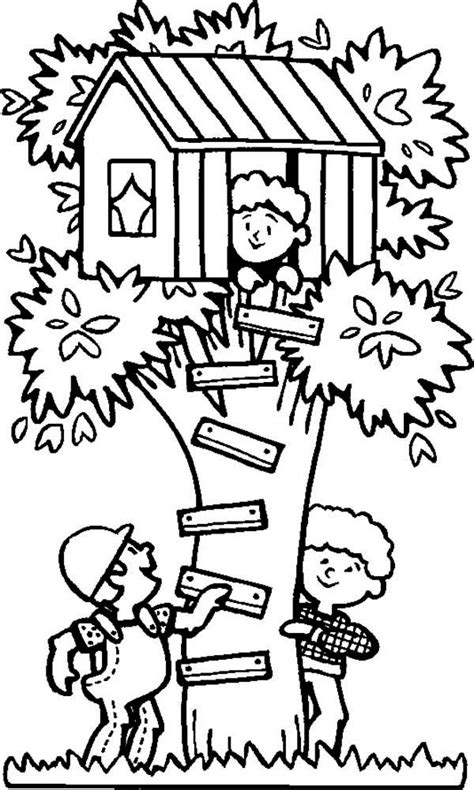 Line art design for antistress colouring book in. Spending Summertime In Tree House Coloring Page - Download & Print Online Coloring Pages for ...