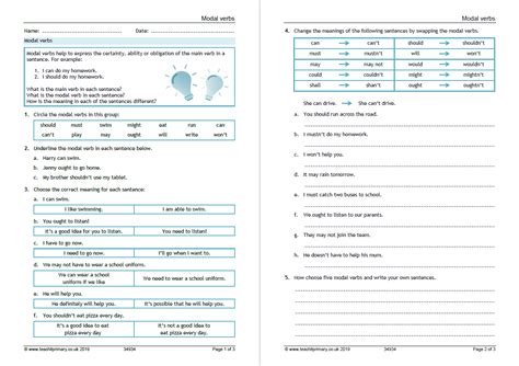 Study the modal descriptions and complete the exercises to. Modal verbs - 8 of the best examples, activities and ...