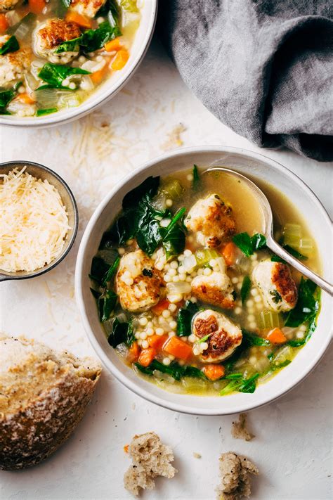 In this soup, as in many other israeli couscous: Italian Wedding Soup Recipe | Little Spice Jar