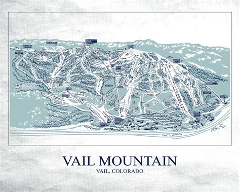 Vail Mountain Hand Drawn Trail Map Etsy