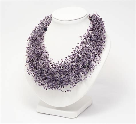 Beaded Necklace Purple Wedding Jewelry Dark Purple Necklace Etsy