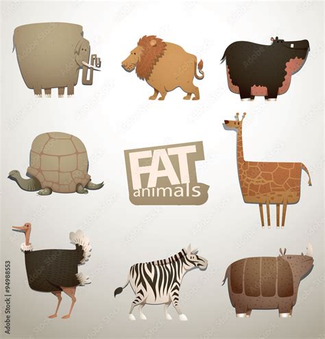 Vector Set Of Funny Fat Animals Cartoon Images Of Funny Fat Animals