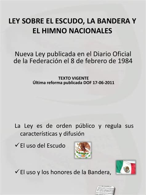 Ley Sobre El Escudo La Bandera Y Pdf México Gobierno