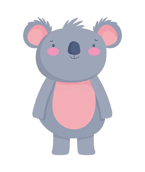 Cute Koala Face Animal Cartoon Character On White Background Stock