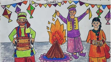 Lohri Festival Drawing Drawing Festivals Of India Youtube