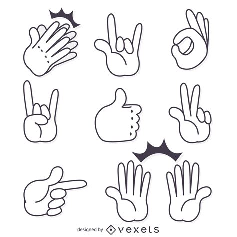 Descarga Vector De Ilustraciones De Hand Sign Gestures Isolated